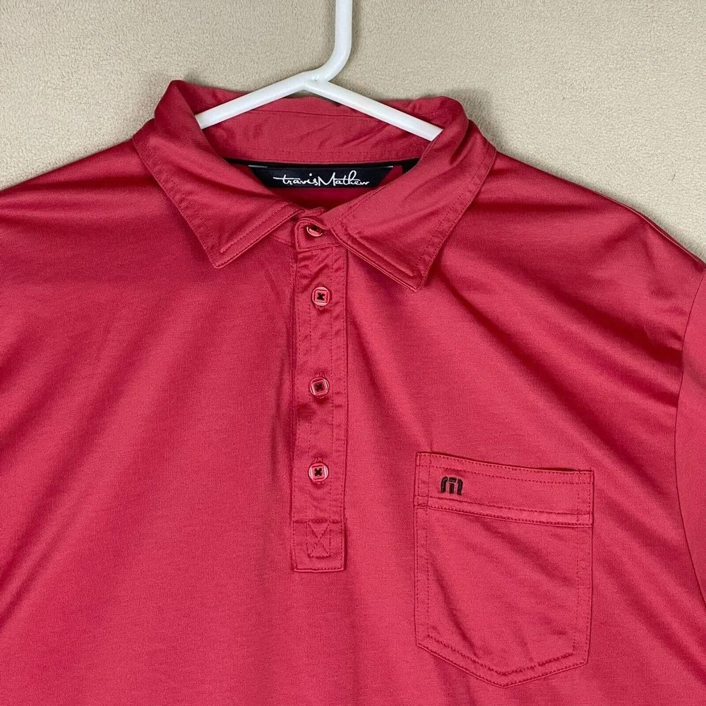 Travis Mathew Polo Shirt Adult Large Red Short Sleeve Golf‎ Rugby Mens